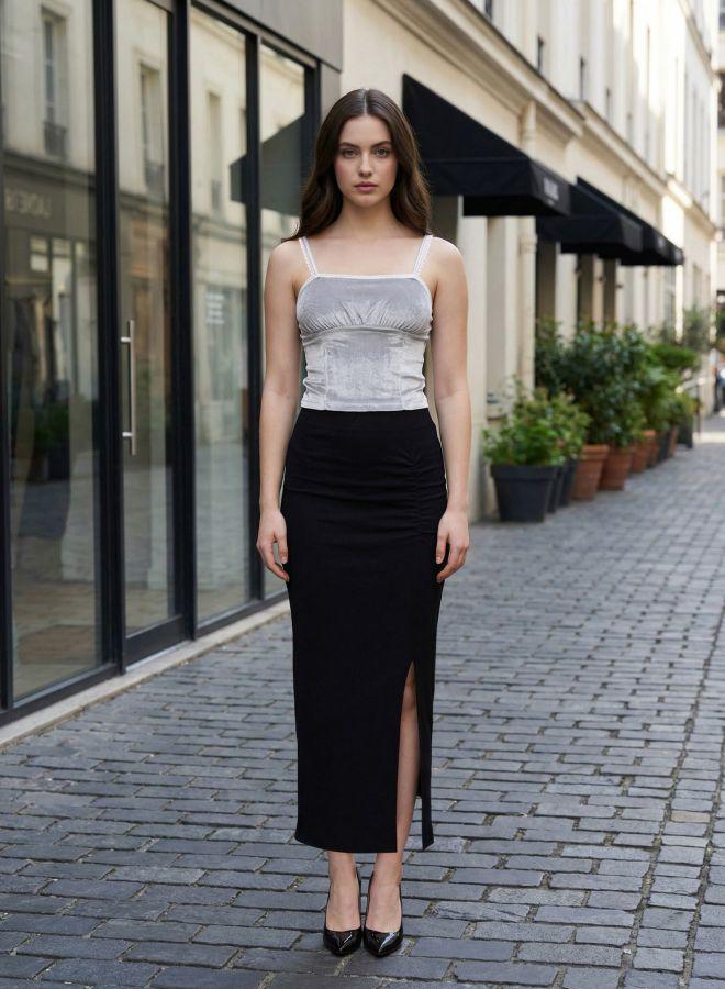 Freehand Women Fitted Solid Square Neck Sleeveless Gathered Top - Image 5